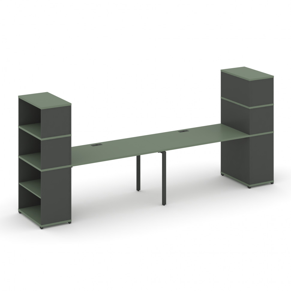 Concept Рабочая станция с опорными стеллажами с надставкой выс. CN.ORS-216 Кобо/Антрацит/Металл Антр