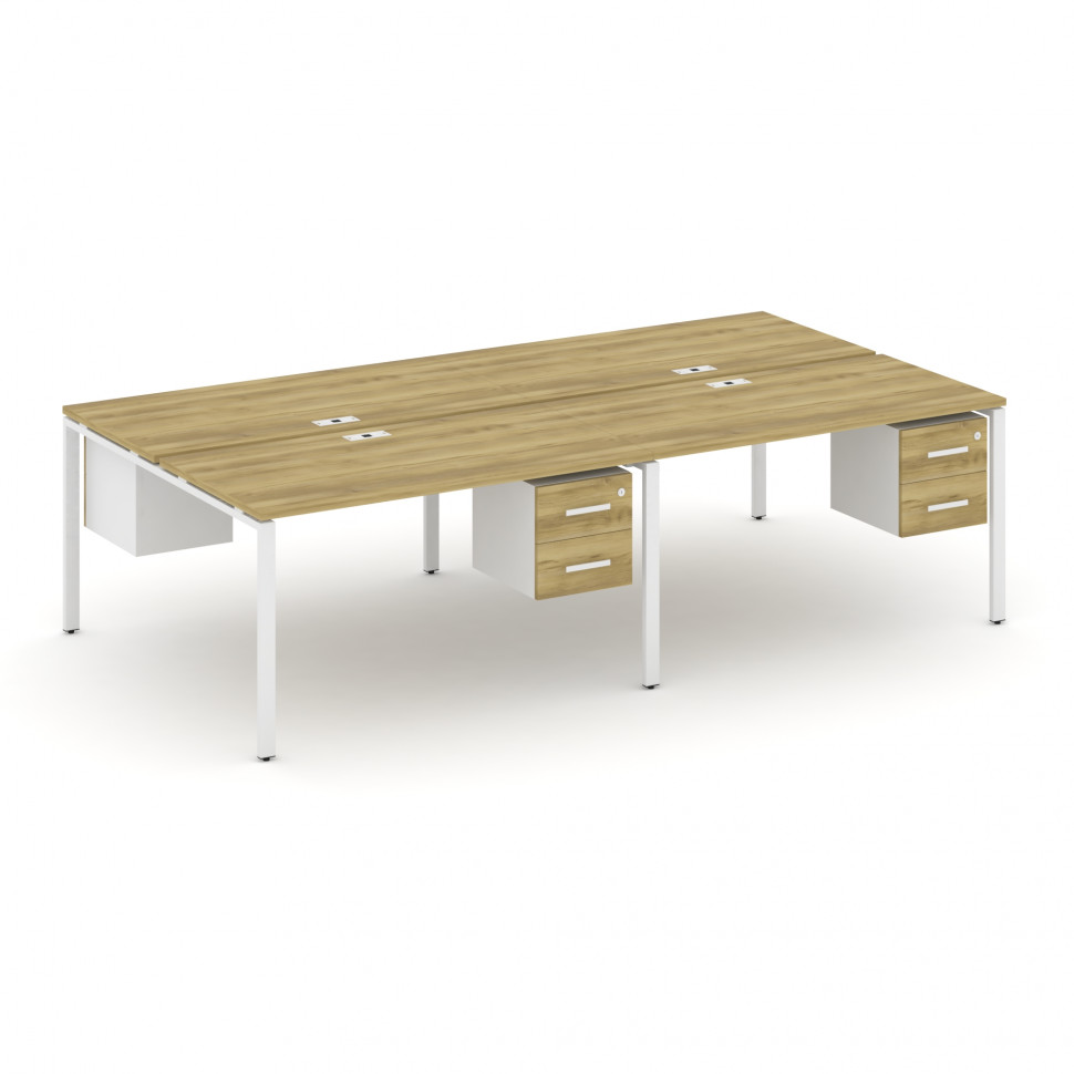 Concept Рабочая станция двухсторонняя с подвесными тумбами на 4 места CN.DRS-135 W Дуб Винченцо/Белы