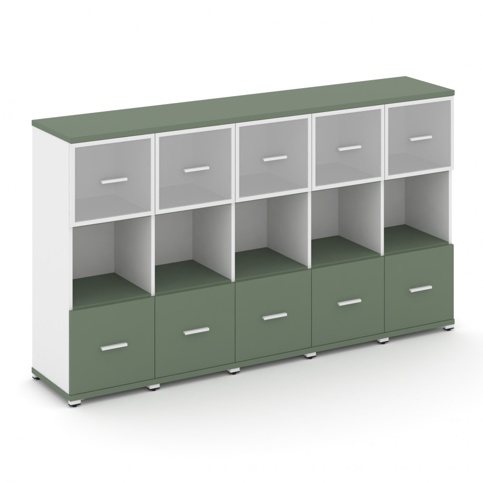 Concept Шкаф 5 узких секций, 3 ниши CN.STU-355 RMW W Кобо/Белый Бриллиант/Металл Белый/Сатин 2084*42