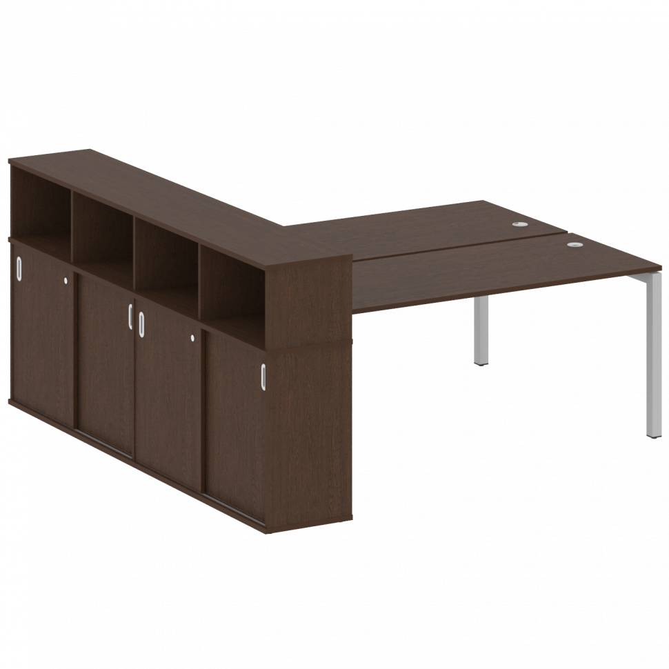 Metal System Quattro Рабочая станция с шкафом-купе на П-образном м/к 50БП.РС-СШК-4.5 Т Венге Цаво/Ме