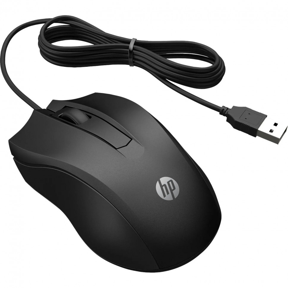 Мышь компьютерная HP проводная Wired Mouse 100 черный (6VY96AA)
