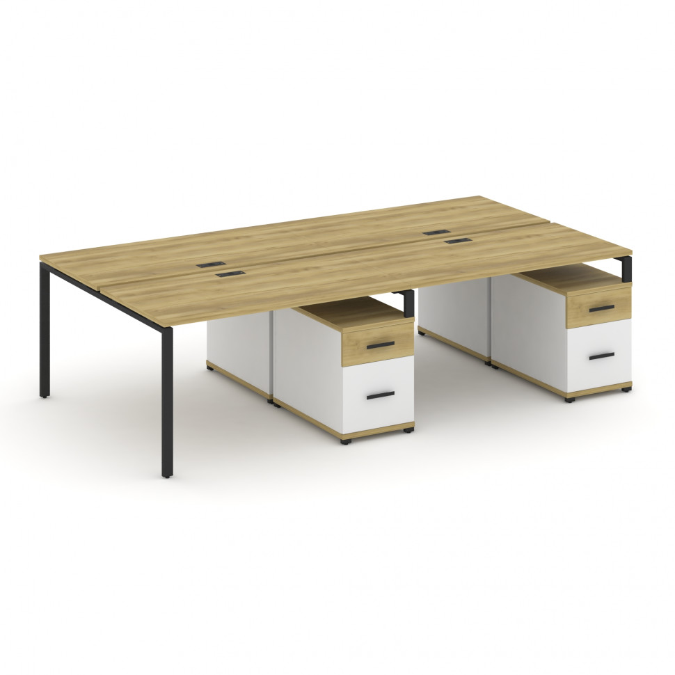 Concept Рабочая станция 4 места с 2 двухсторонними опорными тумбами CN.DRS-323 B Дуб Винченцо/Белый Concept Рабочая станция 4 места с 2 двухсторонними опорными тумбами CN.DRS-323 B Дуб Винченцо/Белый