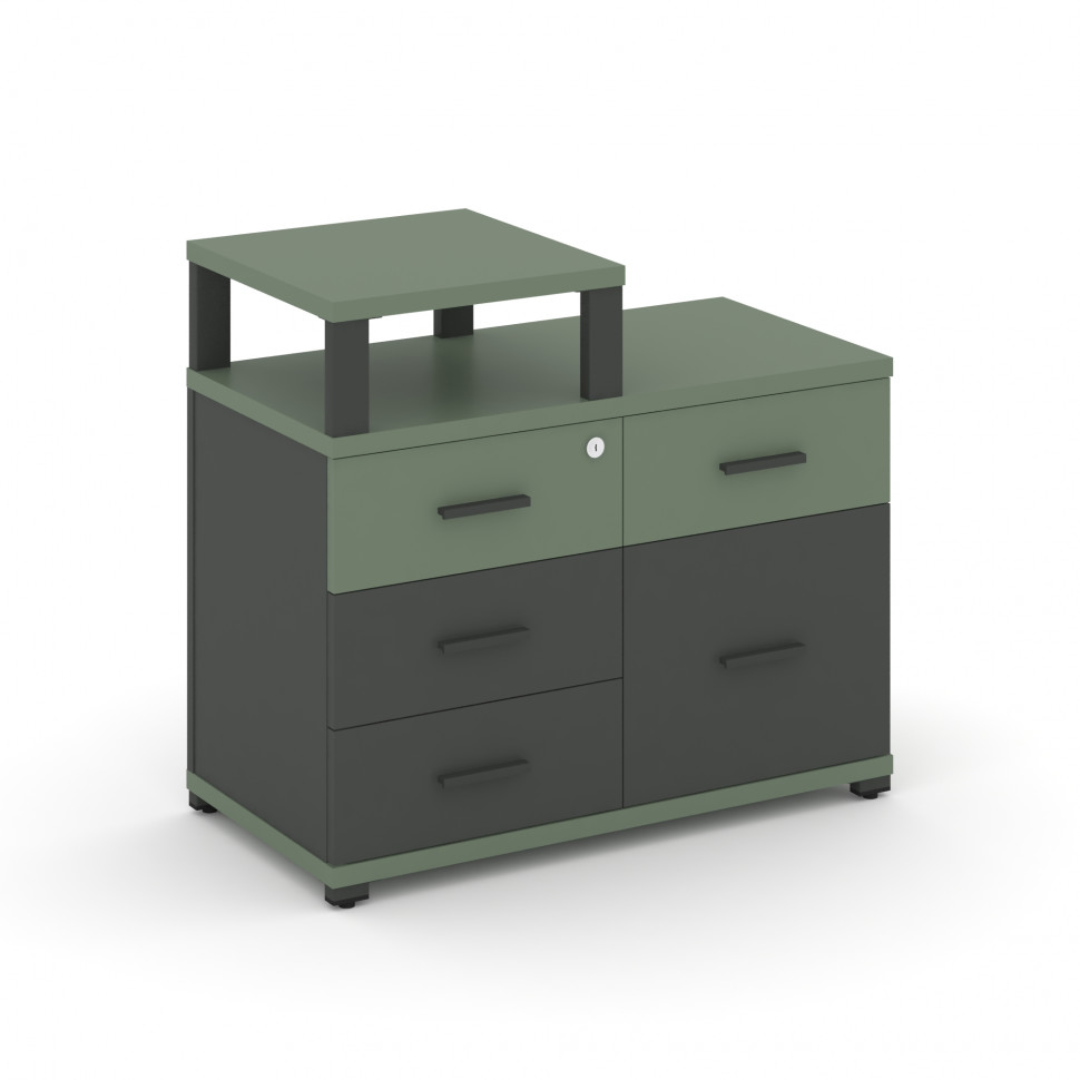 Concept Тумба приставная широкая 4 ящ.+1 распаш. фасад с надставкой узкой CN.TSP-011 A Кобо/Антрацит