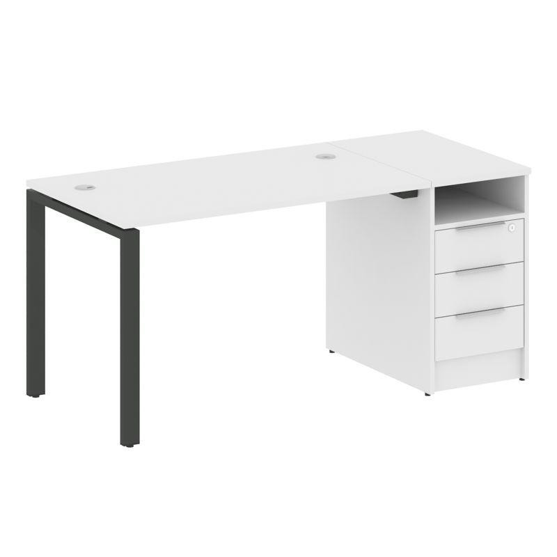 Metal System Рабочая станция с тумбой на П-образном м/к БП.РС-СТП-1.2 Белый/Металл Антрацит 1612*720 Metal System Рабочая станция с тумбой на П-образном м/к БП.РС-СТП-1.2 Белый/Металл Антрацит 1612*720