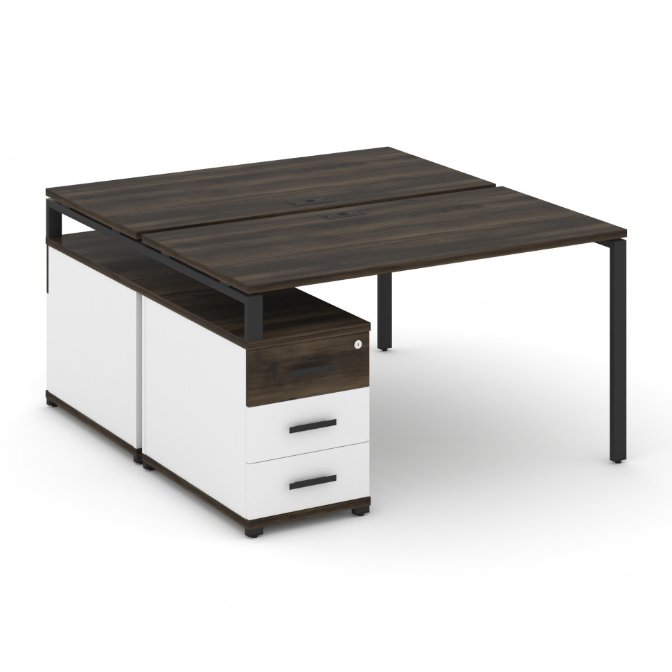 Concept Рабочая станция 2 места с двухсторонней опорной тумбой CN.DRS-303 B Дуб Мали/Белый Бриллиант