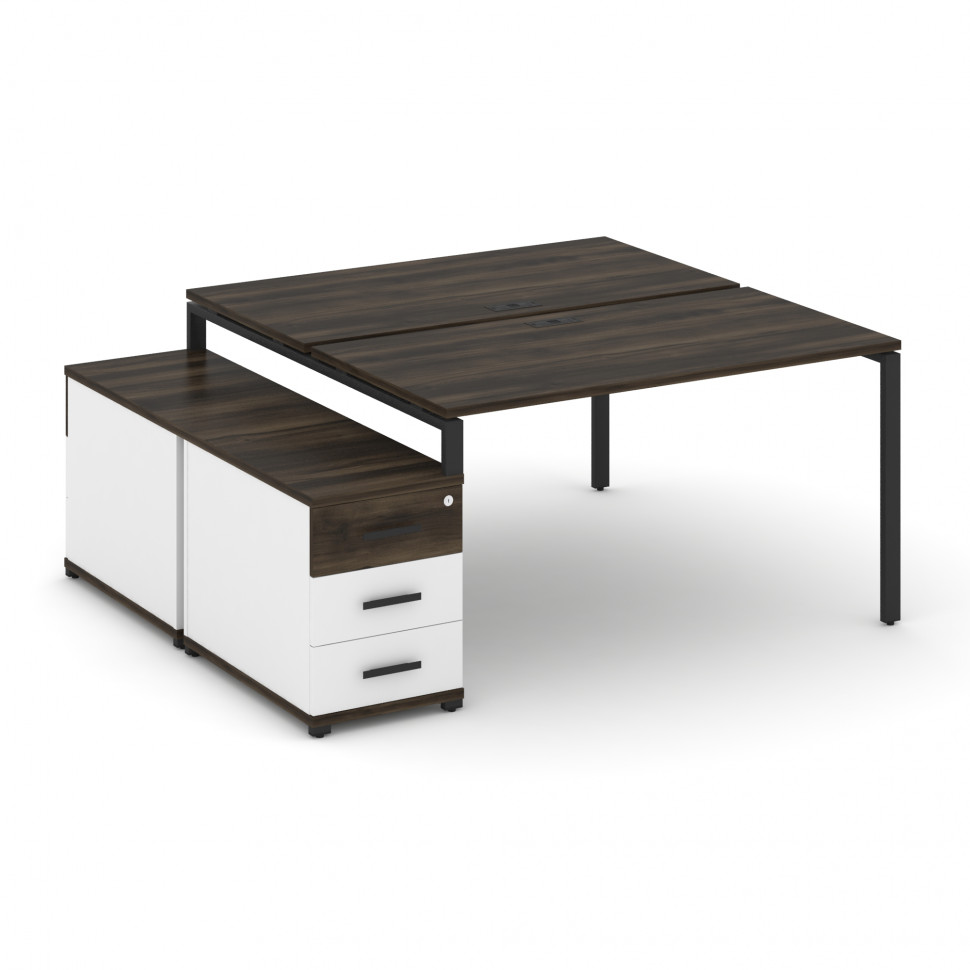 Concept Рабочая станция 2 места с двухсторонней опорной тумбой CN.DRS-303 B Дуб Мали/Белый Бриллиант