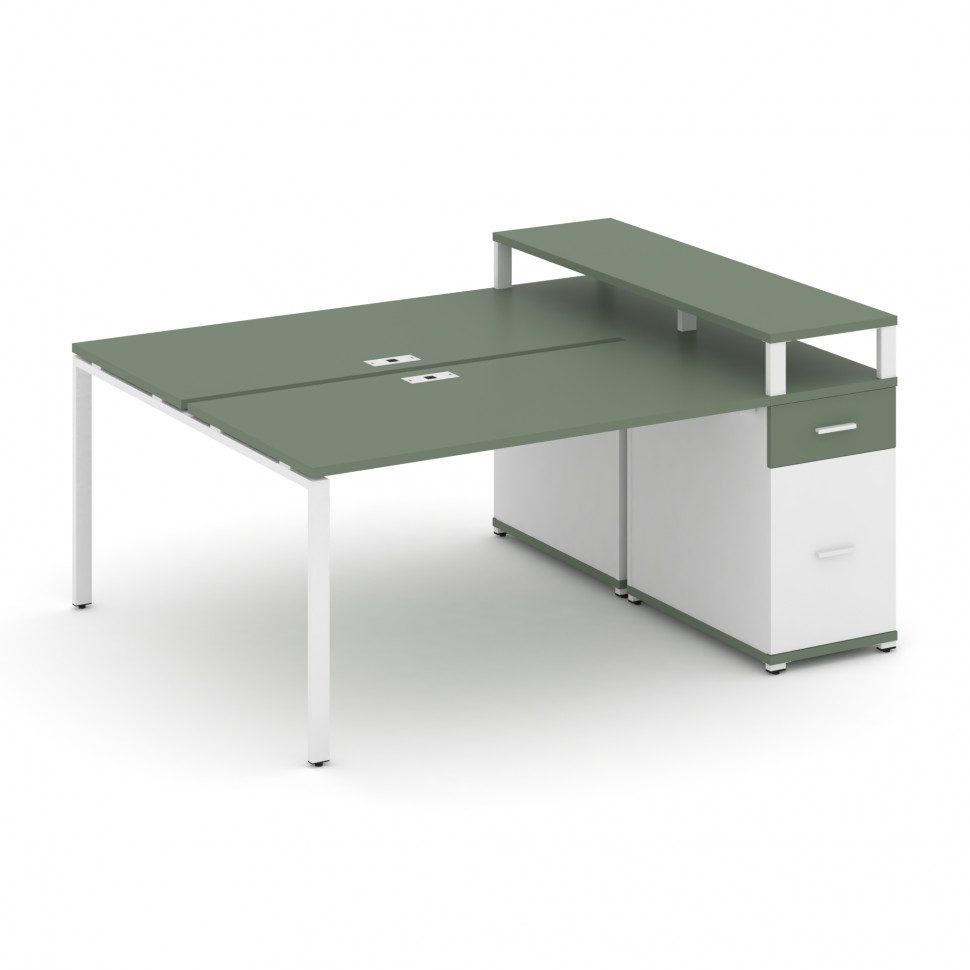 Concept Рабочая станция с 1 опорной тумбой CN.DRS-413 W Кобо/Белый Бриллиант/Металл Белый 1400*1480* Concept Рабочая станция с 1 опорной тумбой CN.DRS-413 W Кобо/Белый Бриллиант/Металл Белый 1400*1480*