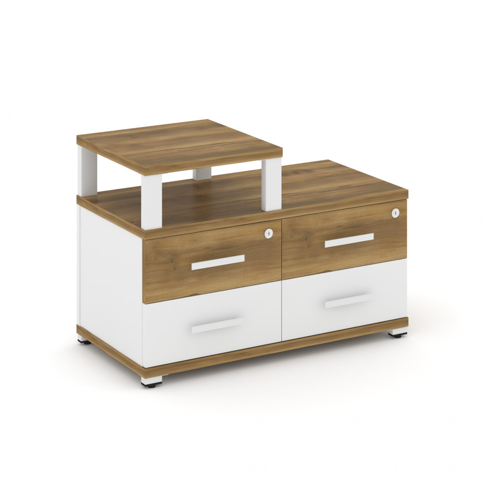 Concept Тумба приставная широкая 4 ящ. с надставкой узкой CN.TSP-002 W Сандал Янтарный/Белый Бриллиа