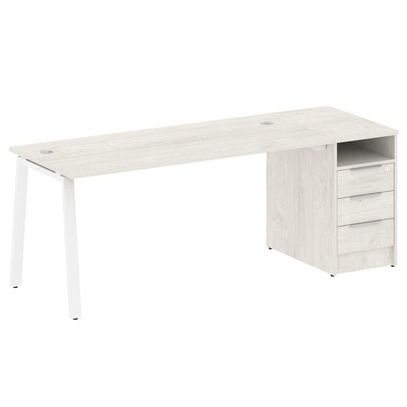 Metal System Рабочая станция с тумбой на А-образном м/к БА.РС-СТП-1.4 Дуб Наварра/Металл Белый 2012* Metal System Рабочая станция с тумбой на А-образном м/к БА.РС-СТП-1.4 Дуб Наварра/Металл Белый 2012*