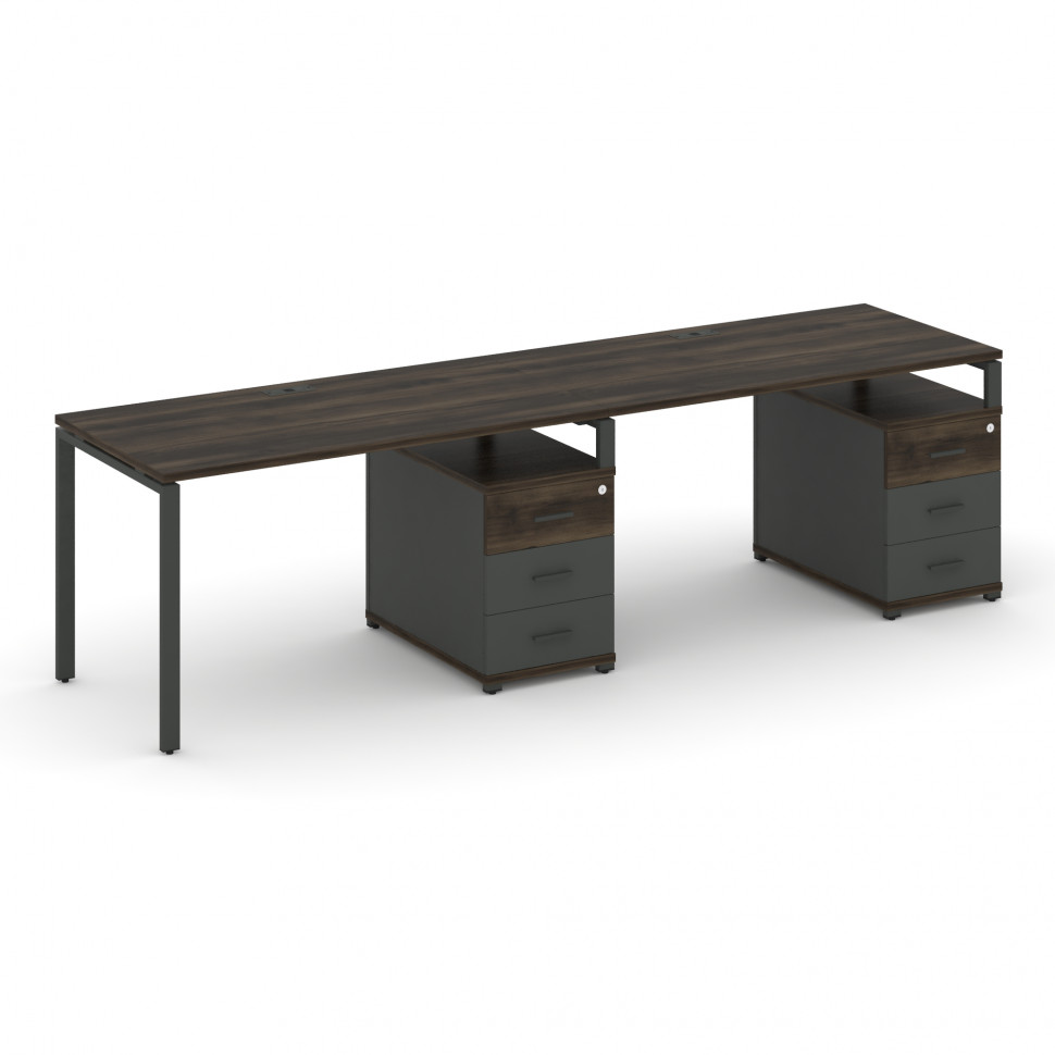 Concept Рабочая станция 2 места с 2 опорными тумбами CN.ORS-310 A Дуб Мали/Антрацит/Металл Антрацит Concept Рабочая станция 2 места с 2 опорными тумбами CN.ORS-310 A Дуб Мали/Антрацит/Металл Антрацит