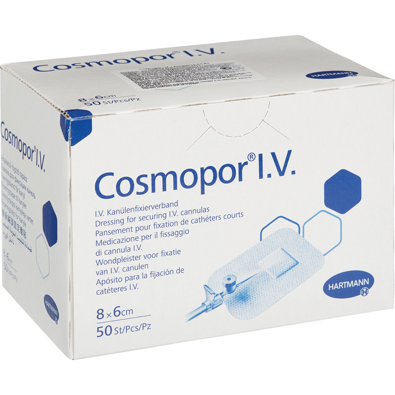Повязка д/фикс.катет. 8х6см  50шт. COSMOPOR I.V. 9008054