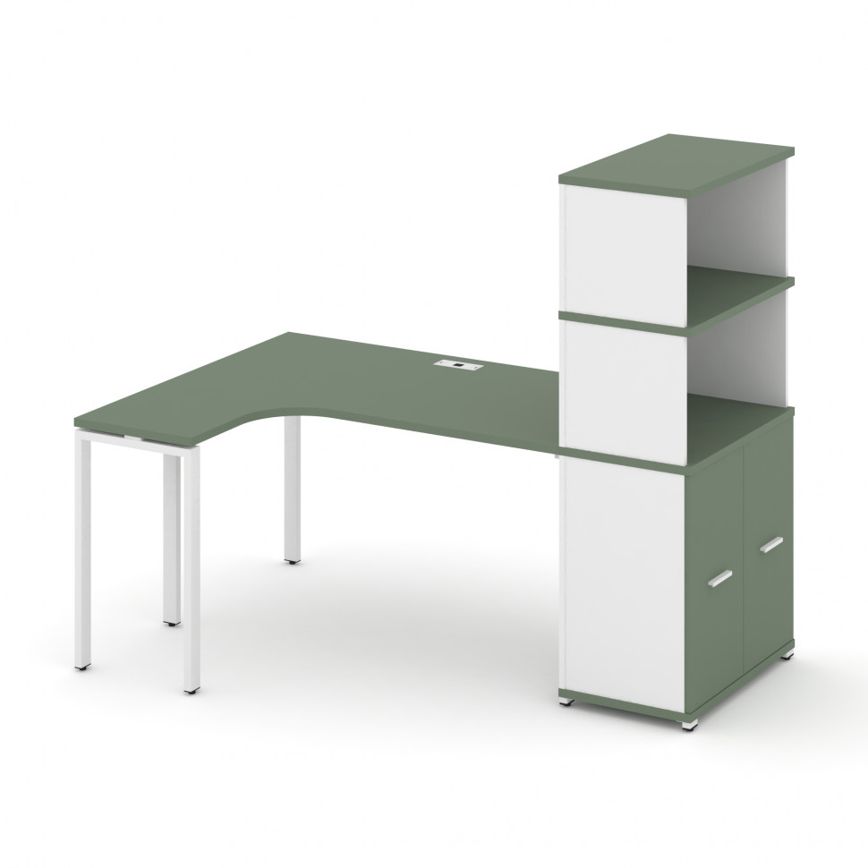 Concept Стол эргономичный с опорным распаш. шкафом с надставкой выс.  CN.SA-215(L) W Кобо/Белый Брил