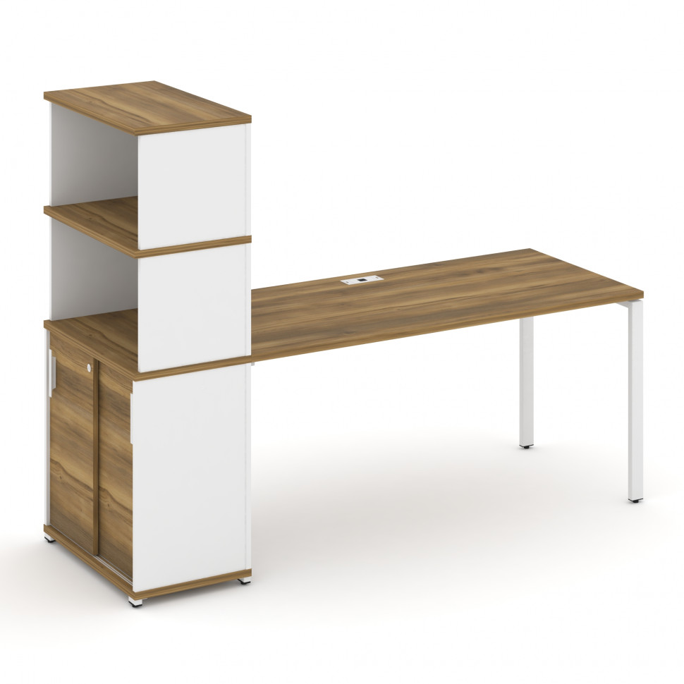Concept Стол рабочий с опорным шкафом-купе с надставкой выс. CN.SP-244 W Сандал Янтарный/Белый Брилл Concept Стол рабочий с опорным шкафом-купе с надставкой выс. CN.SP-244 W Сандал Янтарный/Белый Брилл