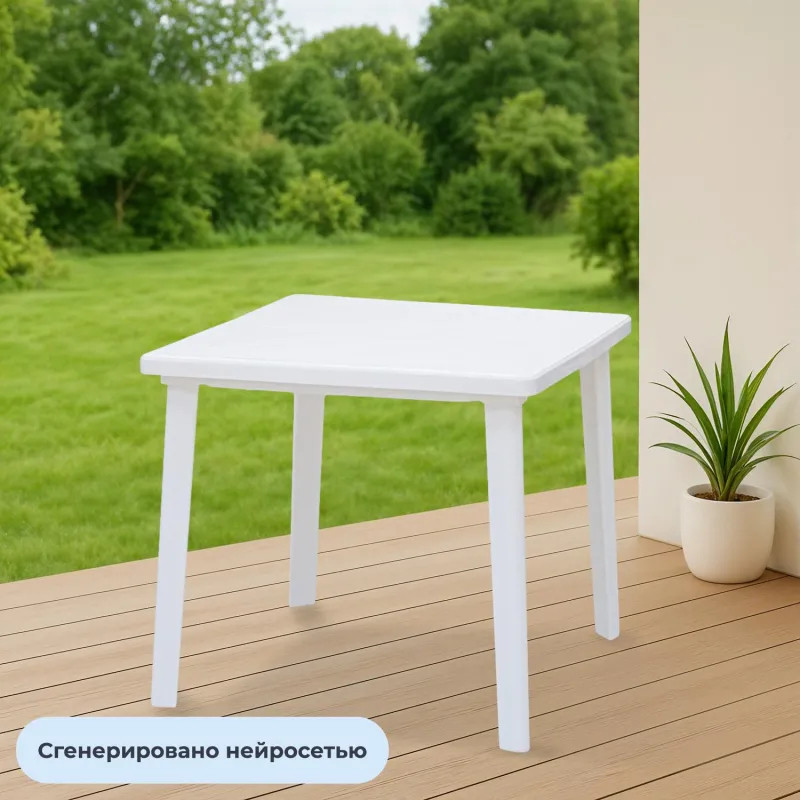 Стол пластиковый SPG_квадратный 80х80, белый
