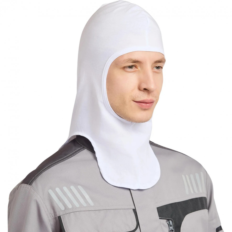 Балаклава -подшлемник трикотаж плотность 120г р-р универсальный цв.белый