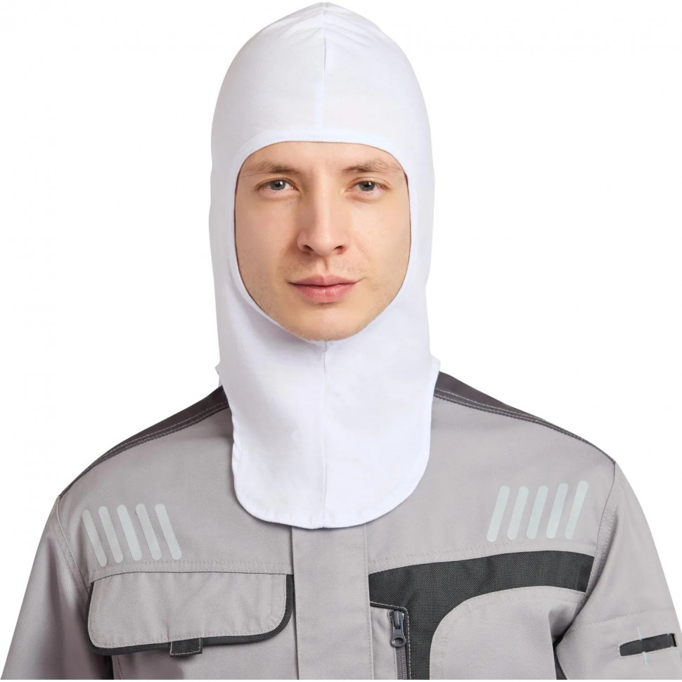 Балаклава -подшлемник трикотаж плотность 120г р-р универсальный цв.белый