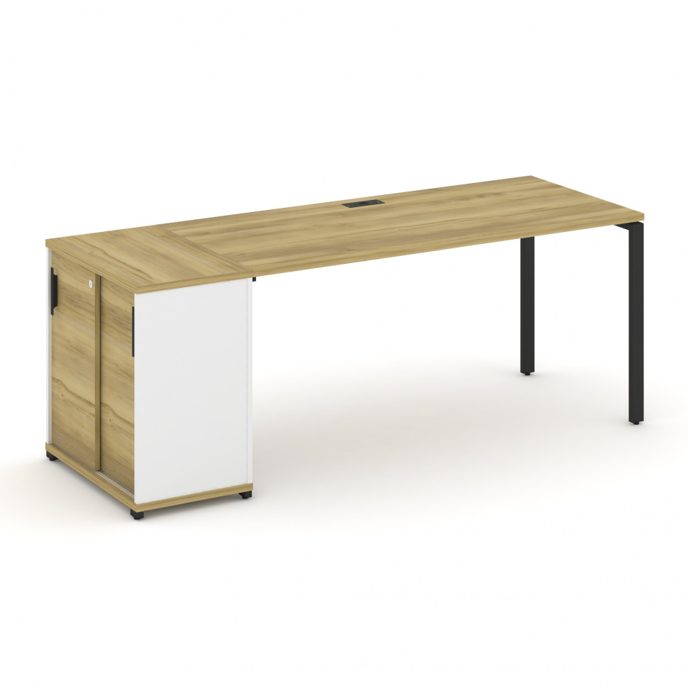 Concept Стол рабочий с опорным шкафом-купе CN.SP-236 B Дуб Винченцо/Белый Бриллиант/Металл Черный 20