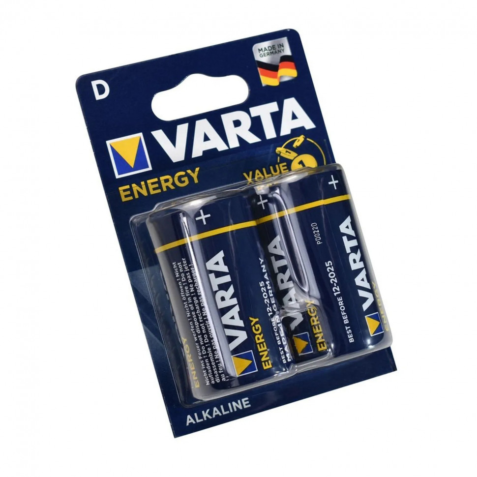 Батарейка Varta ENERGY LR20 D 2шт/бл Alkaline 1.5V (4120) (4120229412)