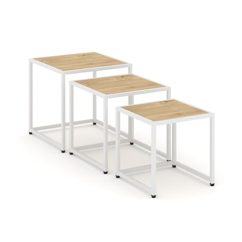 Loft Стол журнальный VR.L-SJK-40 Тиквуд Светлый/Металл Белый 400*400*400 Loft Стол журнальный VR.L-SJK-40 Тиквуд Светлый/Металл Белый 400*400*400