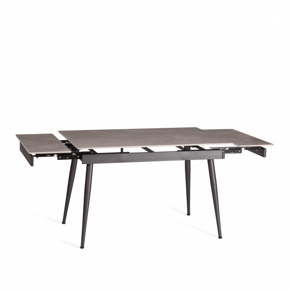 Стол обеденный Lord Grey/Лорд Грей столешница керамика (матовая) /опоры металл, светло-серый/чёрный, (120+30+30)x80x75(+1) см