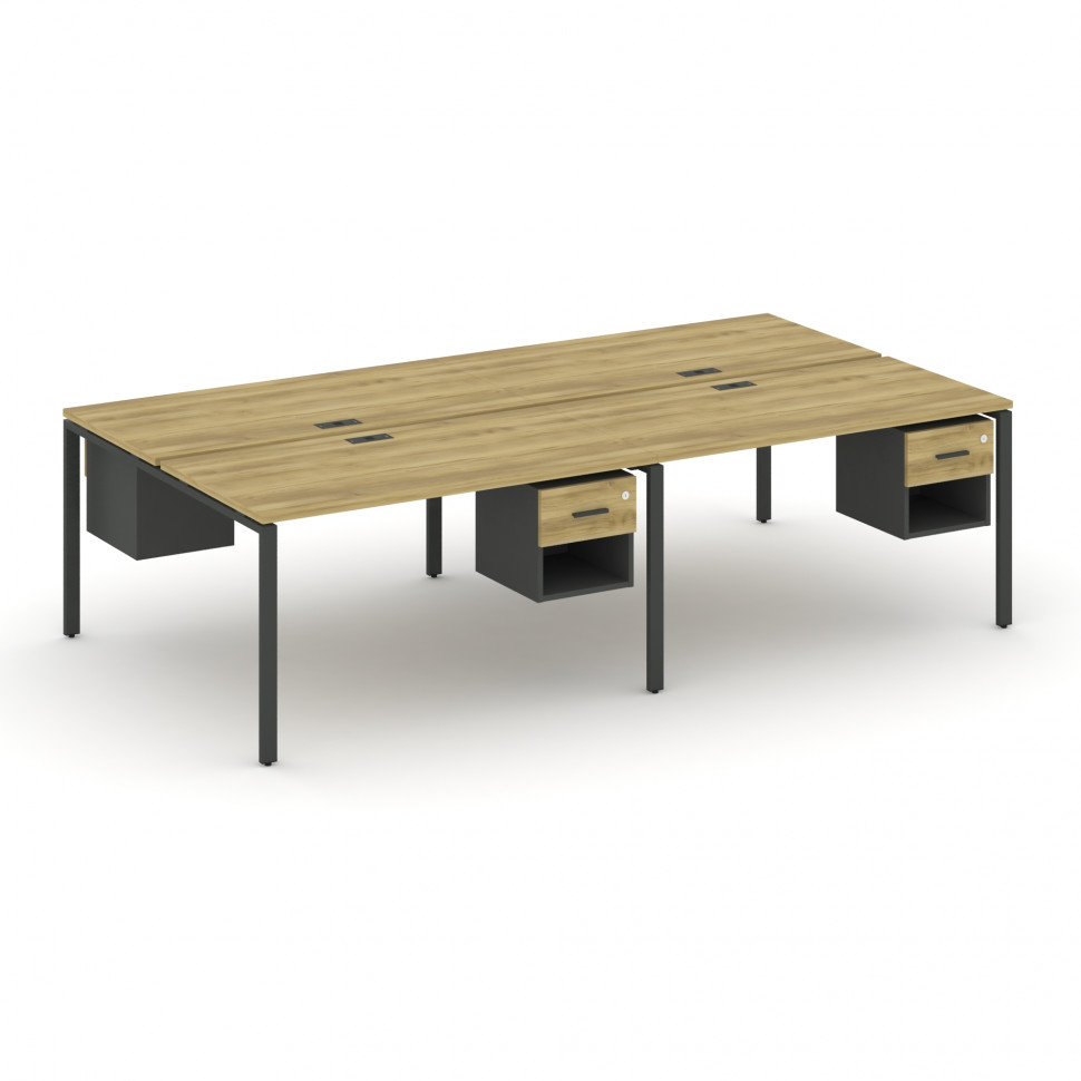 Concept Рабочая станция двухсторонняя с подвесными тумбами на 4 места CN.DRS-137 A Дуб Винченцо/Антр