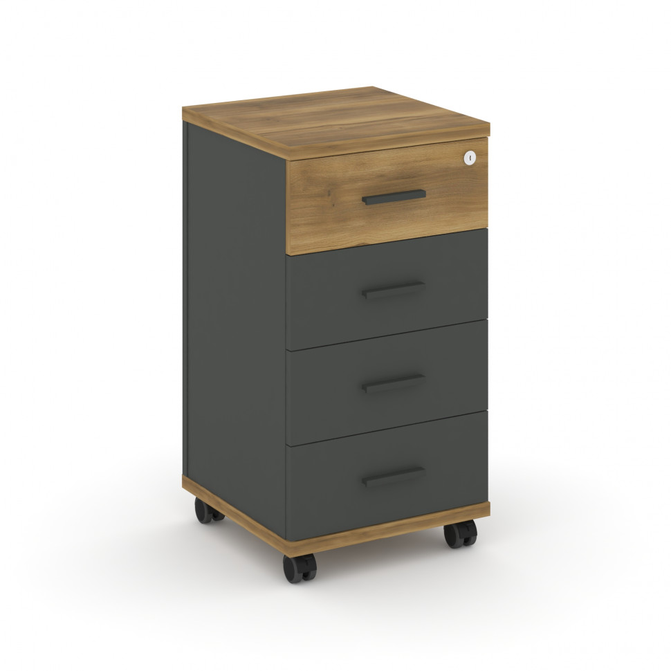 Concept Тумба мобильная 4 ящ. CN.TUM-005 A Сандал Янтарный/Антрацит/Металл Антрацит 420*420*782