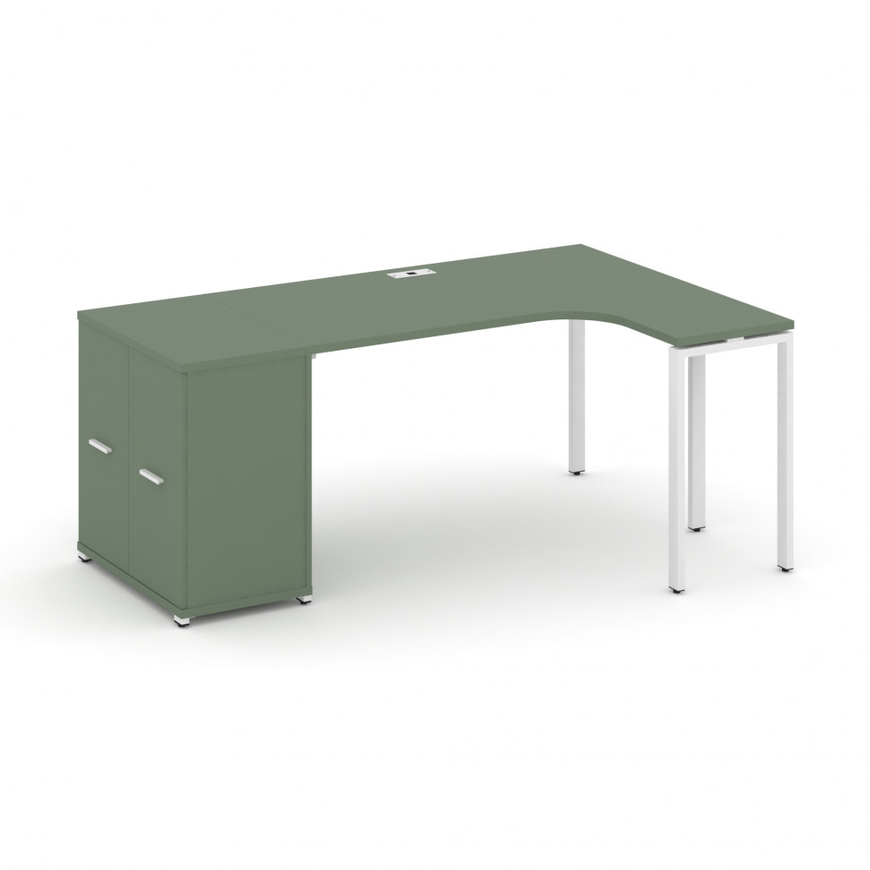 Concept Стол эргономичный с опорным распаш. шкафом CN.SA-210(L) W Кобо/Металл Белый 2000*1180*750