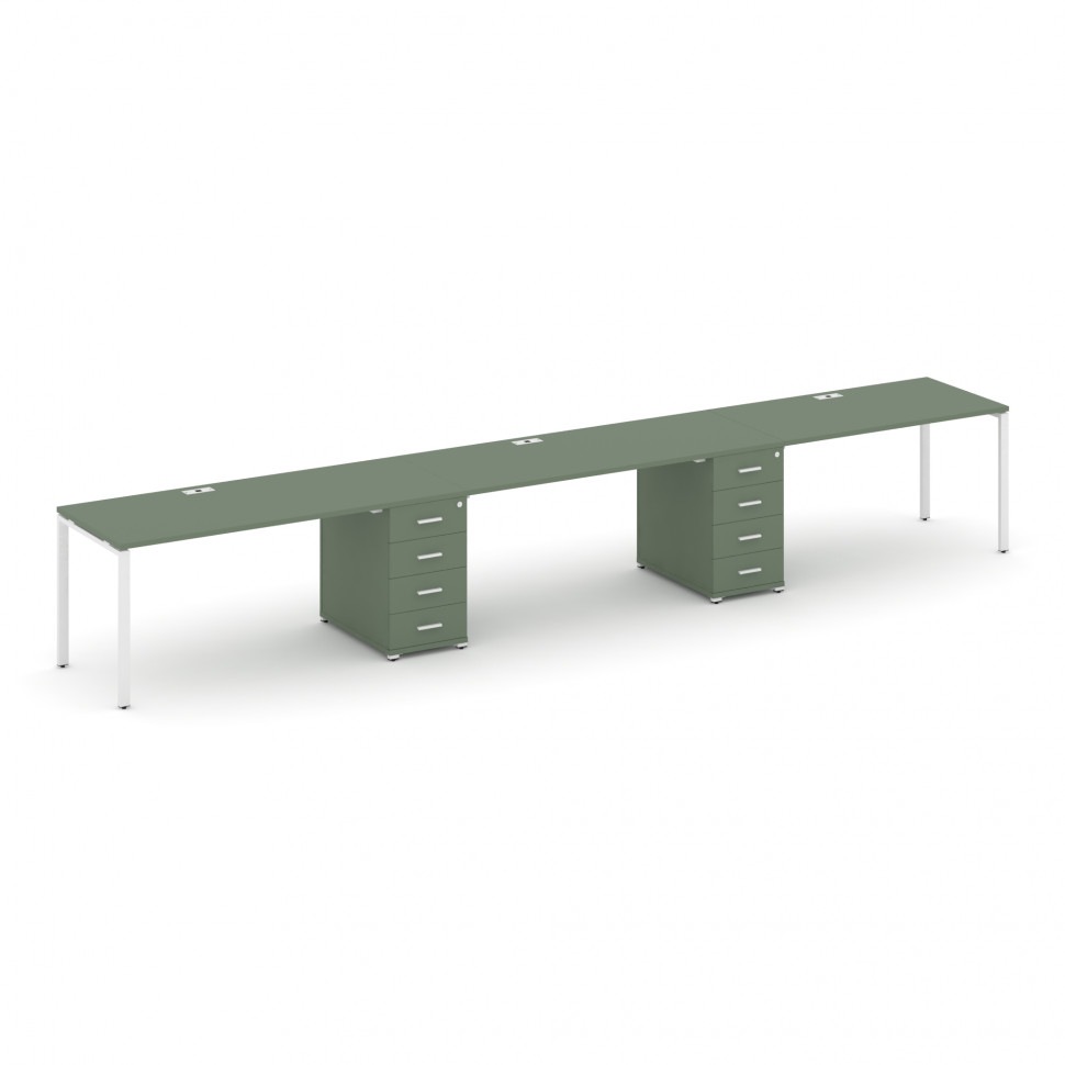 Concept Рабочая станция 3 места с 2 опорными тумбами CN.ORS-435 W Кобо/Металл Белый 4580*720*750