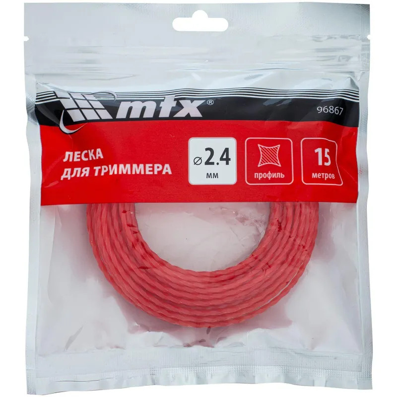 Леска для триммера MTX витой квадрат 2,4 мм х 15 м (96867)