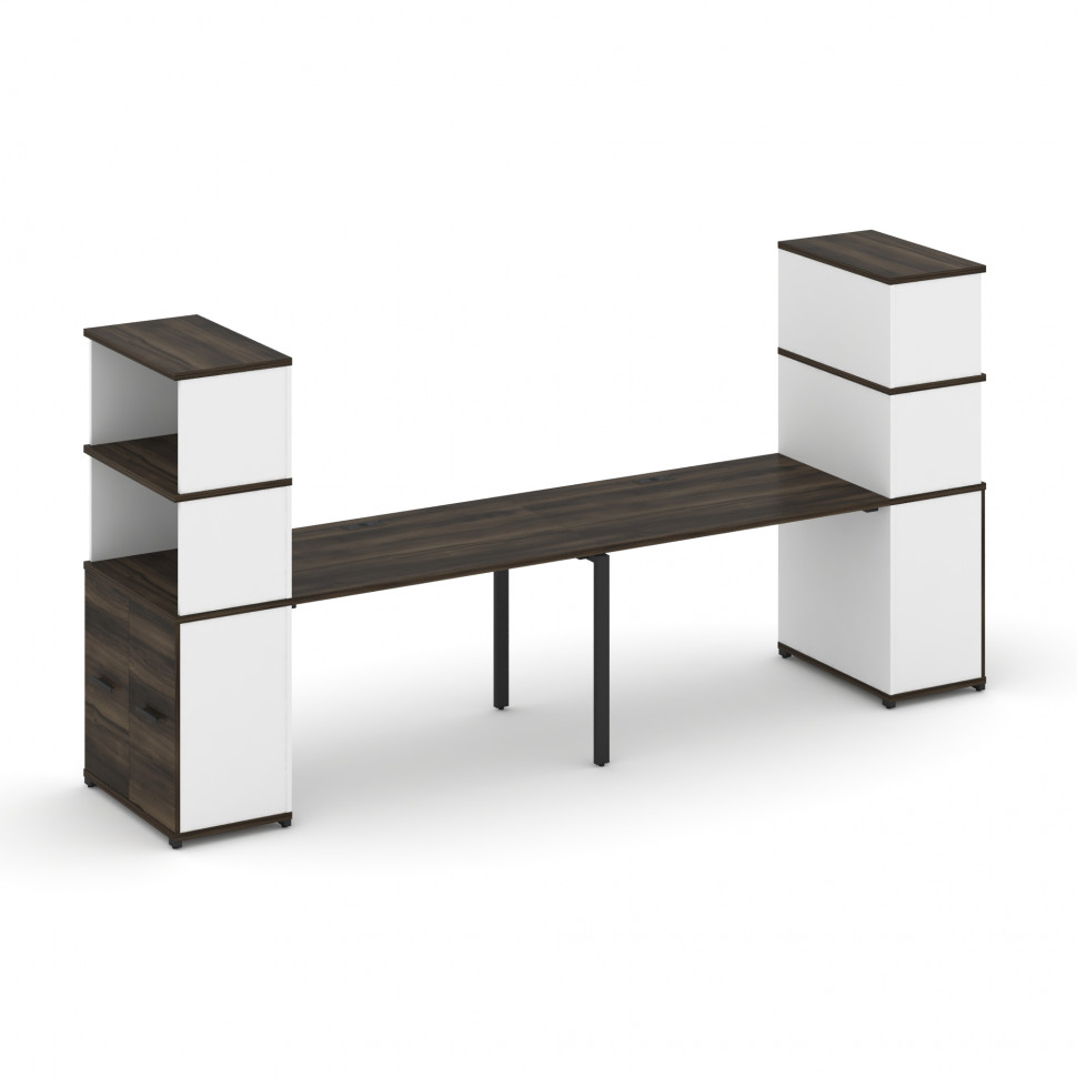 Concept Рабочая станция с опорными распаш. шкафами с надставкой выс. CN.ORS-230 B Дуб Мали/Белый Бри