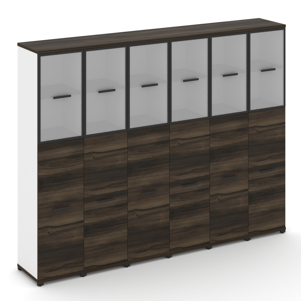 Concept Шкаф 6 узких секций, 5 ниш CN.STU-565 RMB B Дуб Мали/Белый Бриллиант/Металл Черный/Сатин 250