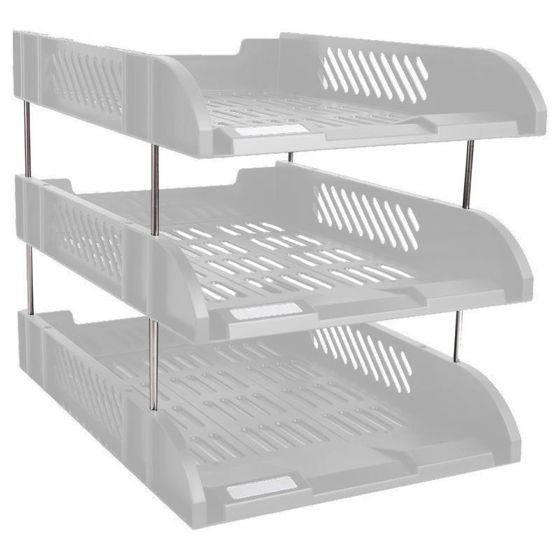 Лоток горизонтальный для бумаг Deli E9217Grey набор 3шт на металл.стерж сер