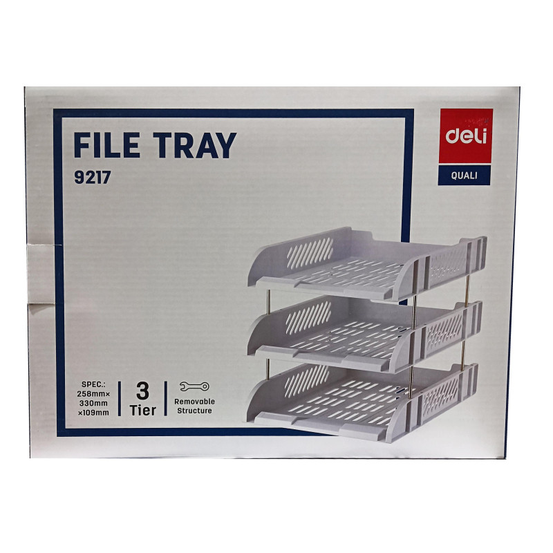 Лоток горизонтальный для бумаг Deli E9217Grey набор 3шт на металл.стерж сер