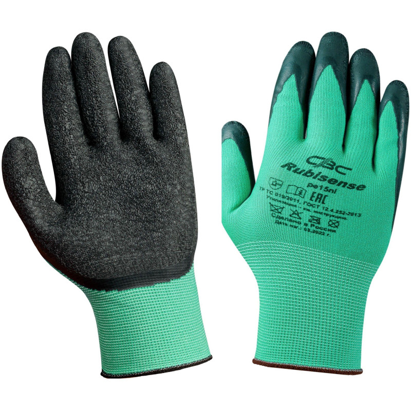 Перчатки защитные Rubisense арт.pe15nl полиэфир с латекс.текстурир.покр. р8