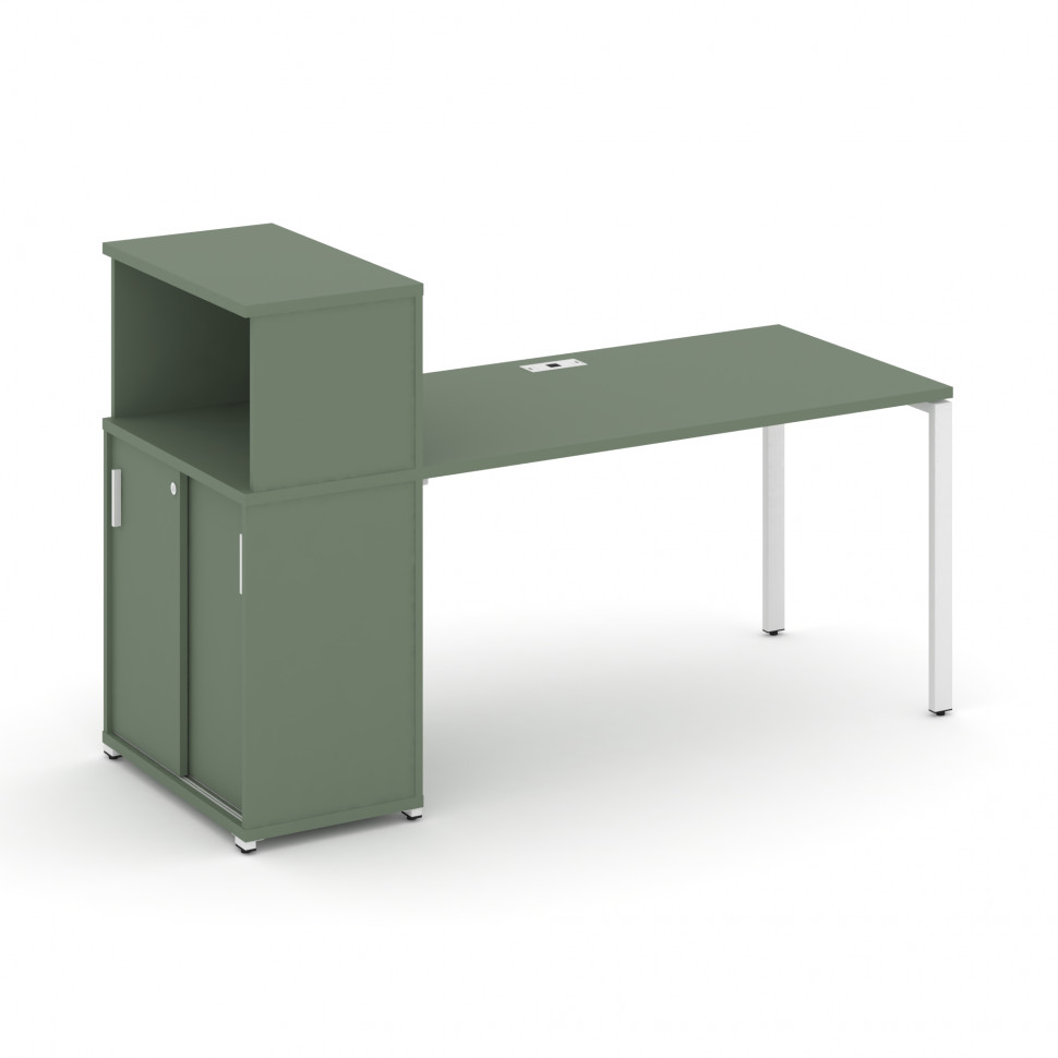 Concept Стол рабочий с опорным шкафом-купе с надставкой низ. CN.SP-240 W Кобо/Металл Белый 2000*720*