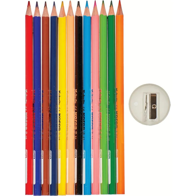 Карандаши цветные 12цв 3-гран,точилка,тубус Kores 93313