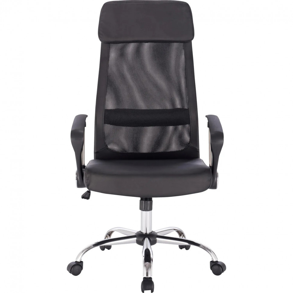 Кресло BN_Sp_EChair-589 TPU сетка/кожзам черный, хром