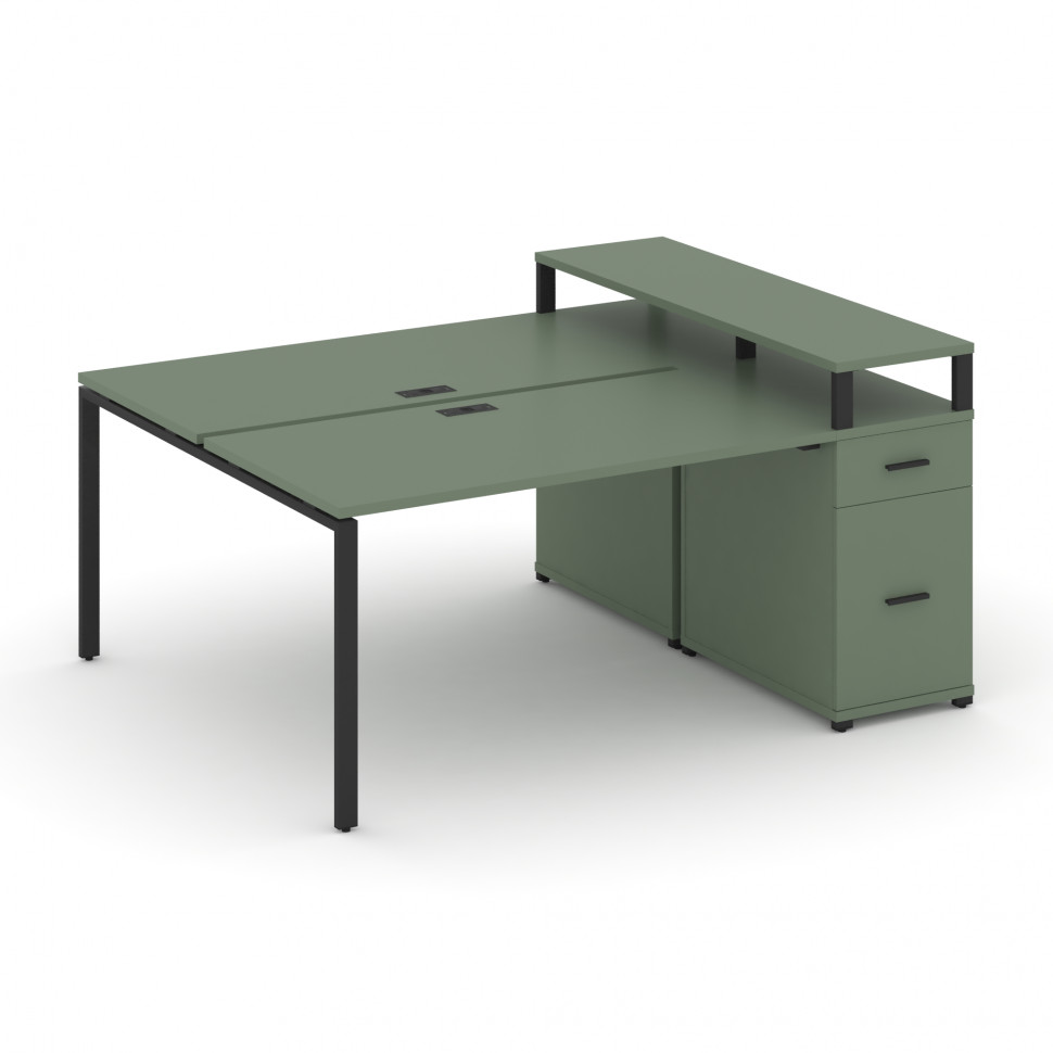 Concept Рабочая станция с 1 опорной тумбой CN.DRS-414 B Кобо/Металл Черный 1600*1480*917 Concept Рабочая станция с 1 опорной тумбой CN.DRS-414 B Кобо/Металл Черный 1600*1480*917