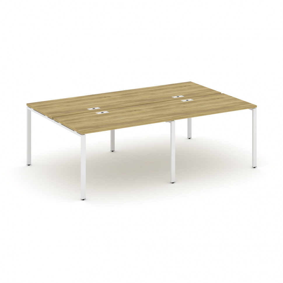 Concept Рабочая станция на 4 места CN.DRS-006 Дуб Винченцо/Металл Белый 2360*1480*750
