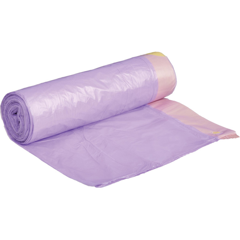 Мешки для мусора ПНД 30л 25мкм 20шт/рул фиолетовый 50x60см с завязками