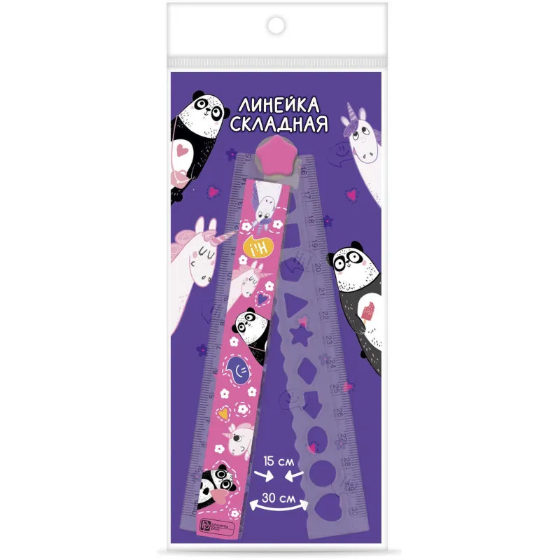 Линейка ПАНДА И ЕДИНОРОГ 15-30 см/68493