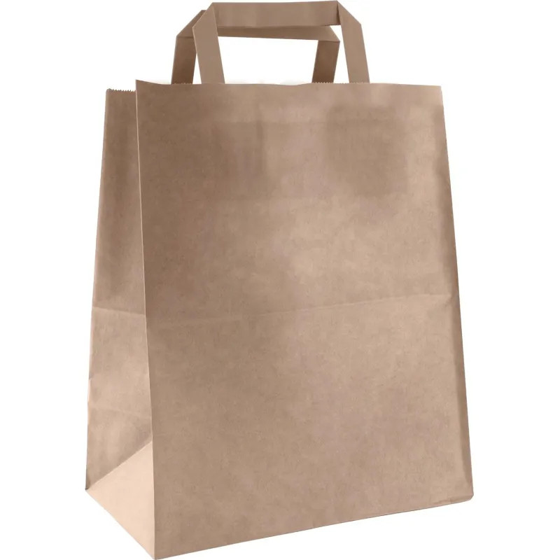 Пакет бумажный 240x140x280мм, 70 гр/м2, с плоскими ручками, крафт,300 шт/уп Пакет бумажный 240x140x280мм, 70 гр/м2, с плоскими ручками, крафт,300 шт/уп