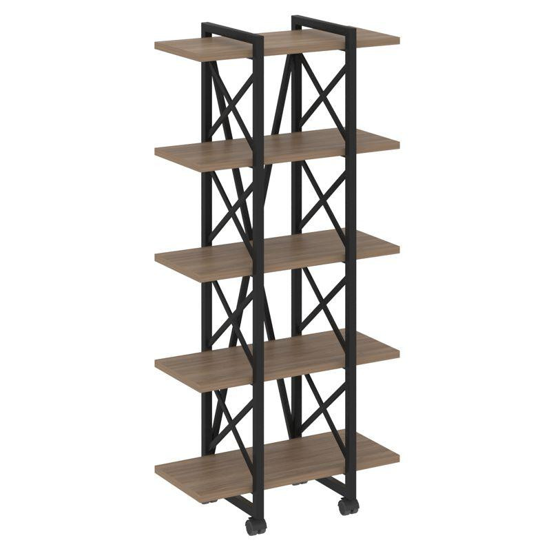 Loft Стеллаж на колесных опорах-5 полок VR.L-MST.K-5.4V Дуб Аризона/Металл Черный 800*400*1704