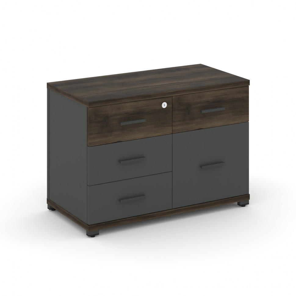 Concept Тумба приставная широкая 4 ящ.+1 распаш. фасад CN.TSP-010 A Дуб Мали/Антрацит/Металл Антраци