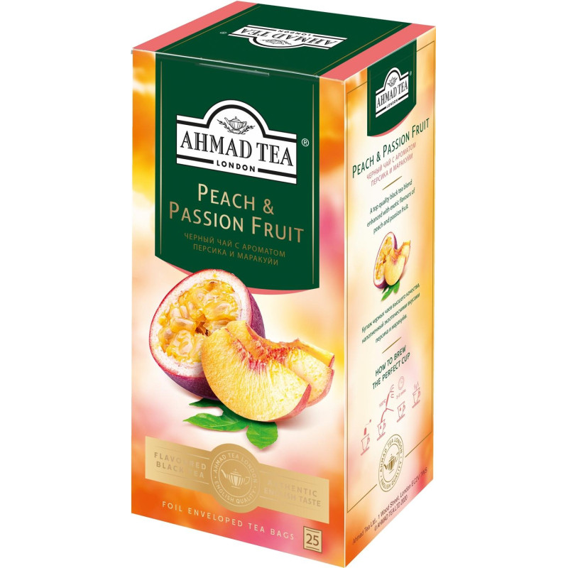 Чай Ahmad Tea черный Персик-Маракуйя 25пакx1,5г/уп 2251