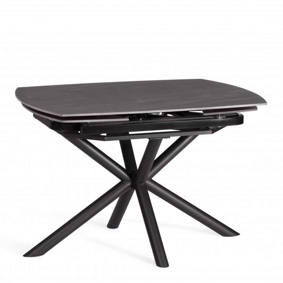 Стол обеденный Winston/Винстон столешница керамика (матовая) /опоры металл, темно-серый/черный, (120+30+30)x80x75(+1) см