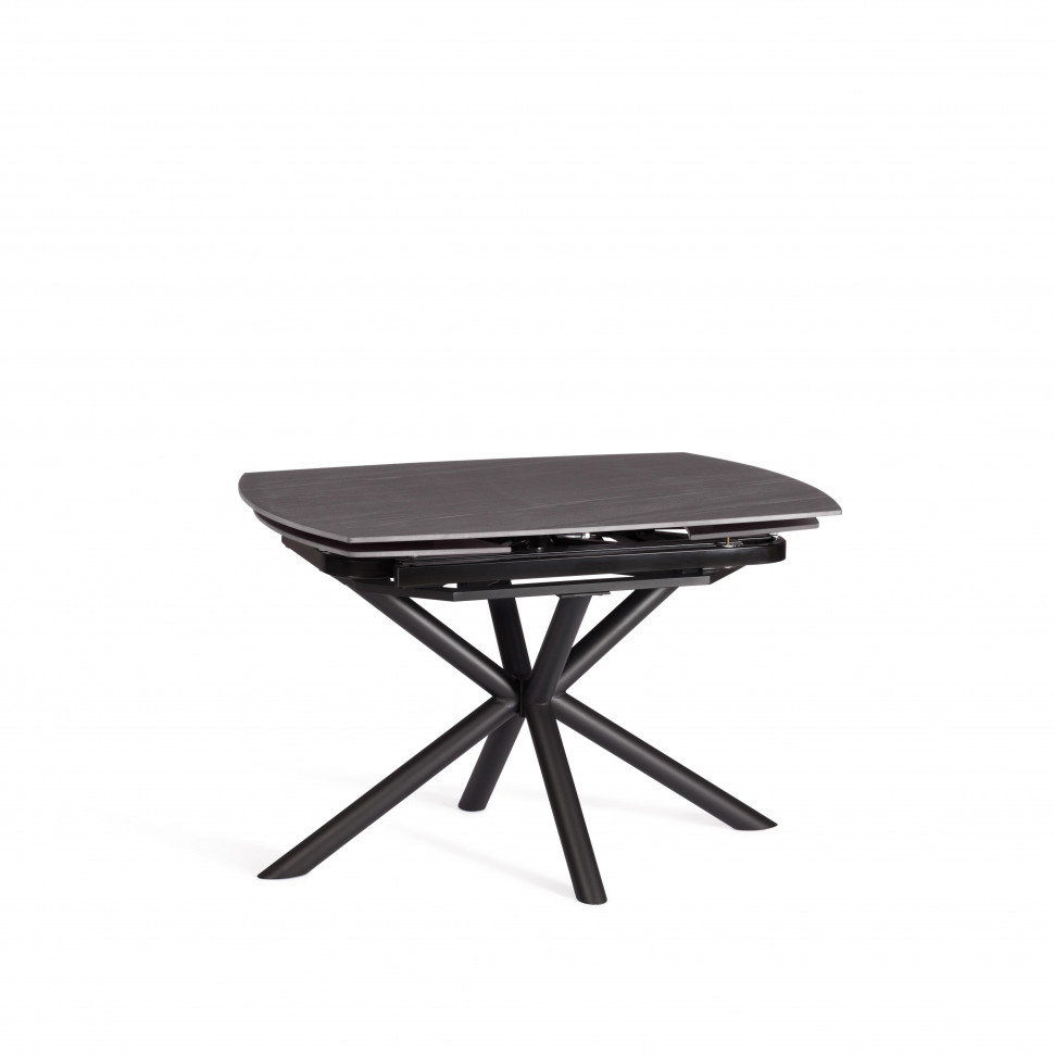 Стол обеденный Winston/Винстон столешница керамика (матовая) /опоры металл, темно-серый/черный, (120+30+30)x80x75(+1) см