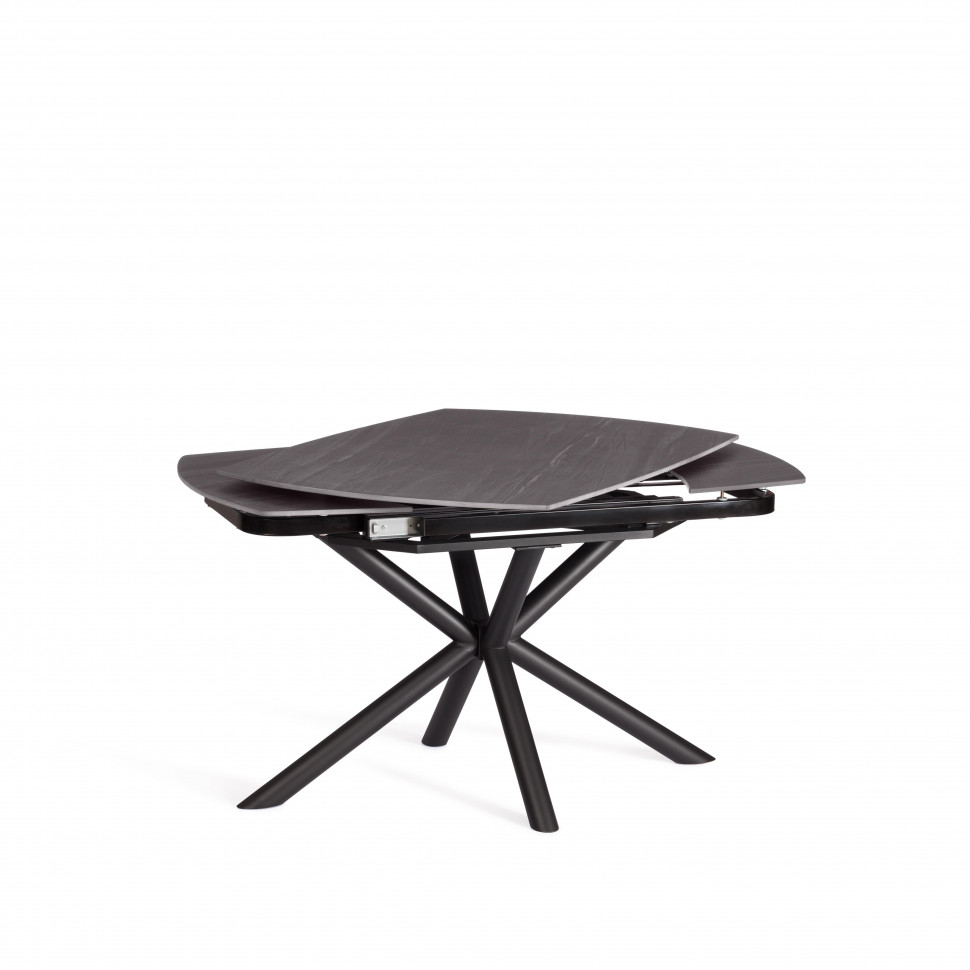 Стол обеденный Winston/Винстон столешница керамика (матовая) /опоры металл, темно-серый/черный, (120+30+30)x80x75(+1) см