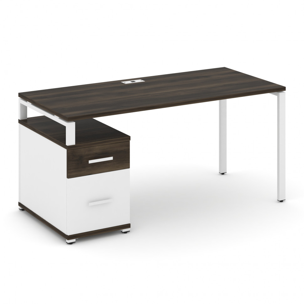 Concept Стол письменный с 1 опорной тумбой CN.SP-308 W Дуб Мали/Белый Бриллиант/Металл Белый 1580/19 Concept Стол письменный с 1 опорной тумбой CN.SP-308 W Дуб Мали/Белый Бриллиант/Металл Белый 1580/19