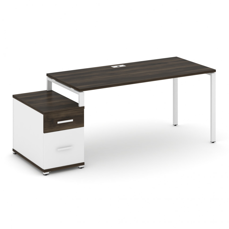 Concept Стол письменный с 1 опорной тумбой CN.SP-308 W Дуб Мали/Белый Бриллиант/Металл Белый 1580/19 Concept Стол письменный с 1 опорной тумбой CN.SP-308 W Дуб Мали/Белый Бриллиант/Металл Белый 1580/19